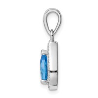 Sterling Silver Rhodium Plated Blue and Clear CZ Pendant view 2