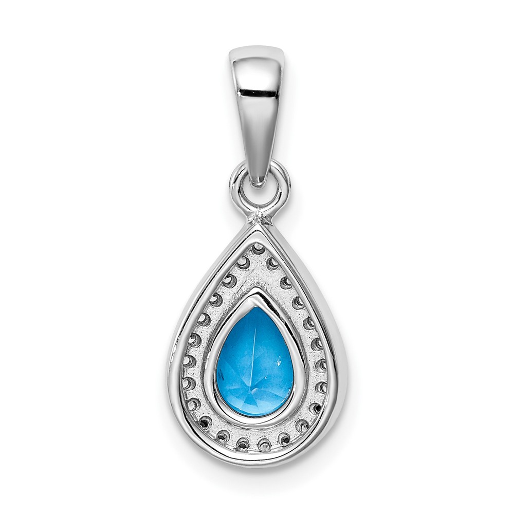 Sterling Silver Rhodium Plated Blue and Clear CZ Pendant (QP5247DEC)
