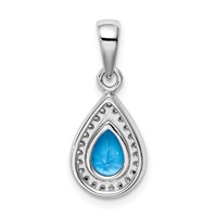 Sterling Silver Rhodium Plated Blue and Clear CZ Pendant view 3