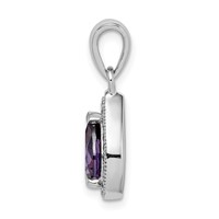 Sterling Silver Rhod Plated Purple and Clear CZ Pendant view 2