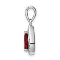 Sterling Silver Rhod Plated Red and Clear CZ Pendant view 2