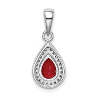 Sterling Silver Rhod Plated Red and Clear CZ Pendant view 3