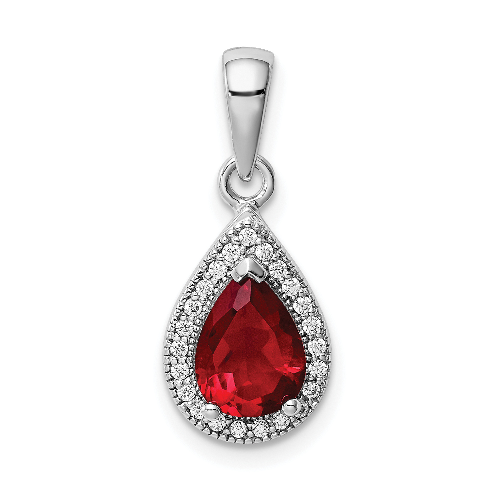 Sterling Silver Rhod Plated Red and Clear CZ Pendant (QP5247JAN)