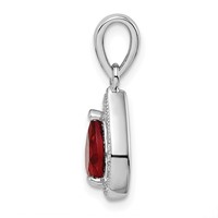 Sterling Silver Rhodium-Plated Red and Clear CZ Pendant view 2