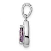 Sterling Silver Rhodium-Plated Purple and Clear CZ Pendant view 2