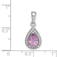 Sterling Silver Rhodium-Plated Purple and Clear CZ Pendant view 3
