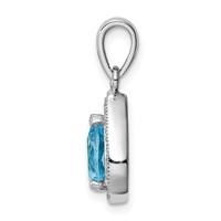 Sterling Silver Rhod Plated Blue and Clear CZ Pendant view 2