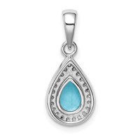 Sterling Silver Rhod Plated Blue and Clear CZ Pendant view 3