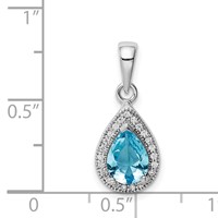 Sterling Silver Rhod Plated Blue and Clear CZ Pendant view 4