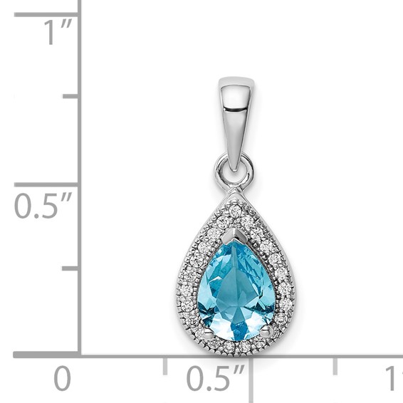 Sterling Silver Rhodium Plated Birthstone CZ and Clear CZ Pendants