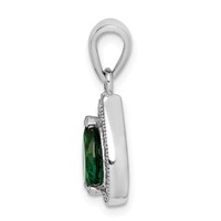 Sterling Silver Rhodium Plated Green and Clear CZ Pendant view 2