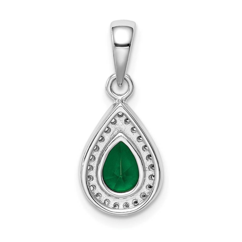 Sterling Silver Rhodium Plated Green and Clear CZ Pendant (QP5247MAY)