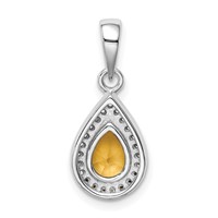 Sterling Silver Rhodium Plated Yellow and Clear CZ Pendant view 3
