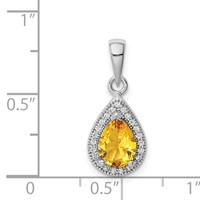 Sterling Silver Rhodium Plated Yellow and Clear CZ Pendant view 4