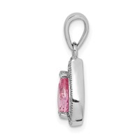 Sterling Silver Rhodium Plated Pink and Clear CZ Pendant view 2