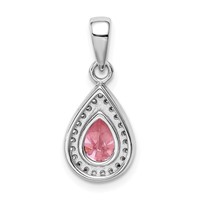 Sterling Silver Rhodium Plated Pink and Clear CZ Pendant view 3