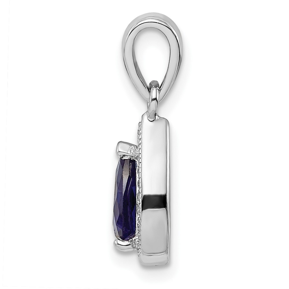 Sterling Silver Rhodium Plated Blue and Clear CZ Pendant (QP5247SEP)