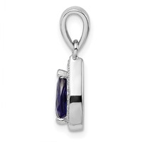 Sterling Silver Rhodium Plated Blue and Clear CZ Pendant view 2