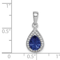 Sterling Silver Rhodium Plated Blue and Clear CZ Pendant view 3