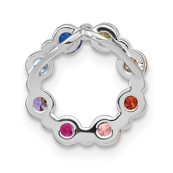 Prizma Sterling Silver Rhodium-plated Colorful CZ Circle Chain Slide