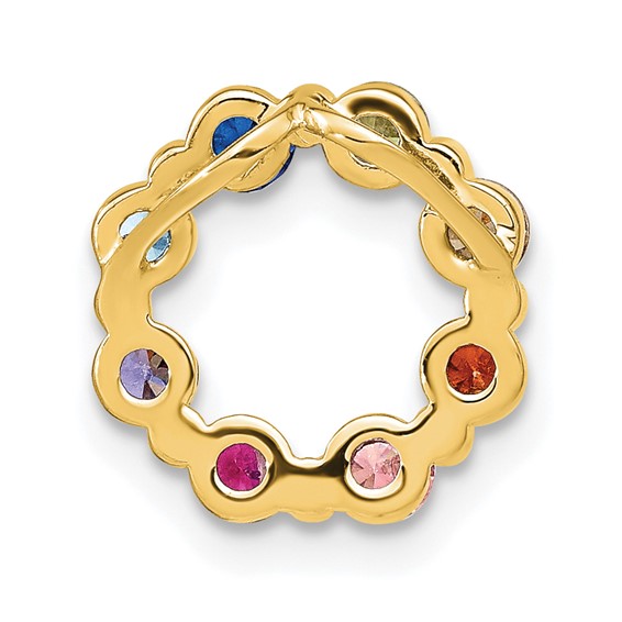 Prizma Sterling Silver Gold-tone 14K Flash Gold-plated Colorful CZ Circle Chain Slide