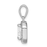 Sterling Silver Rhodium Plated Clear CZ and Square Clear CZ Pendant view 2