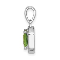 Sterling Silver Rhodium Plated Clear CZ and Square Green CZ Pendant view 2