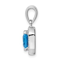 Sterling Silver Rhodium Plated Clear CZ and Square Blue CZ Pendant view 2
