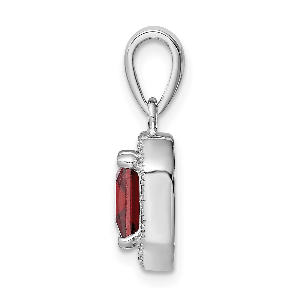 Sterling Silver Rhodium Plated Clear CZ and Square Red CZ Pendant (QP5265JAN)