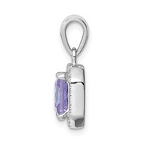 Sterling Silver Rhodium Plated Clear CZ and Square Light Purple CZ Pendant view 2