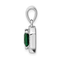Sterling Silver Rhodium Plated Clear CZ and Square Green CZ Pendant view 2