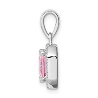 Sterling Silver Rhodium Plated Clear CZ and Square Pink CZ Pendant view 2