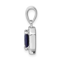 Sterling Silver Rhodium Plated Clear CZ and Square Blue CZ Pendant view 2