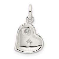 Sterling Silver CZ Heart Pendant view 3