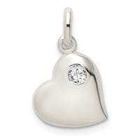 Sterling Silver CZ Heart Pendant view 1