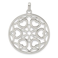 Sterling Silver CZ Hearts Circle Pendant view 4