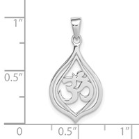 Sterling Silver Rhodium-plated Om Pendant view 4