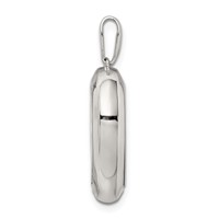 Sterling Silver Rhodium-plated CZ 19mm Heart Glass Pendant view 2