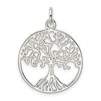 Sterling Silver Polished Tree of Life in Circle Pendant view 3