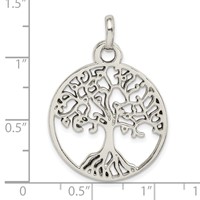 Sterling Silver Polished Tree of Life in Circle Pendant view 4