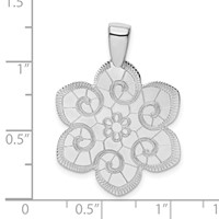 Sterling Silver Rhodium-plated Flower Pendant view 4