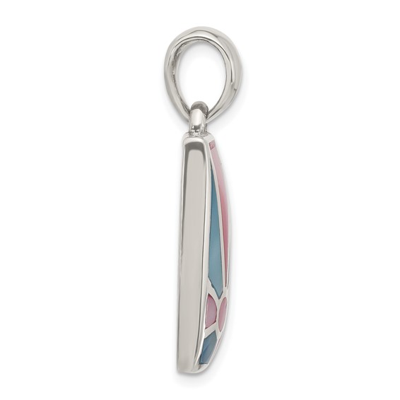 Sterling Silver Pink & Blue Mother of Pearl Sunburst Design Pendant