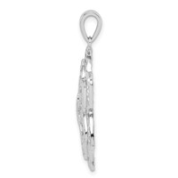Sterling Silver Rhodium-plated Diamond-cut Large Snowflake Pendant view 2