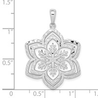 Sterling Silver Rhodium-plated Diamond-cut Large Snowflake Pendant view 4