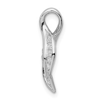 Sterling Silver Rhodium-plated CZ Leaf Slide view 2