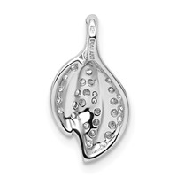 Sterling Silver Rhodium-plated CZ Leaf Slide view 3