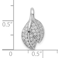Sterling Silver Rhodium-plated CZ Leaf Slide view 4
