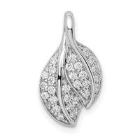 Sterling Silver Rhodium-plated CZ Leaf Slide view 1