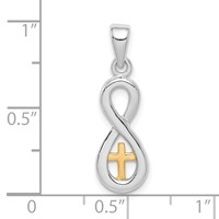 Sterling Silver Rhodium-plated & Gold-tone Cross Infinity Pendant view 4