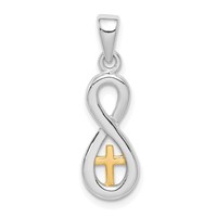 Sterling Silver Rhodium-plated & Gold-tone Cross Infinity Pendant view 1